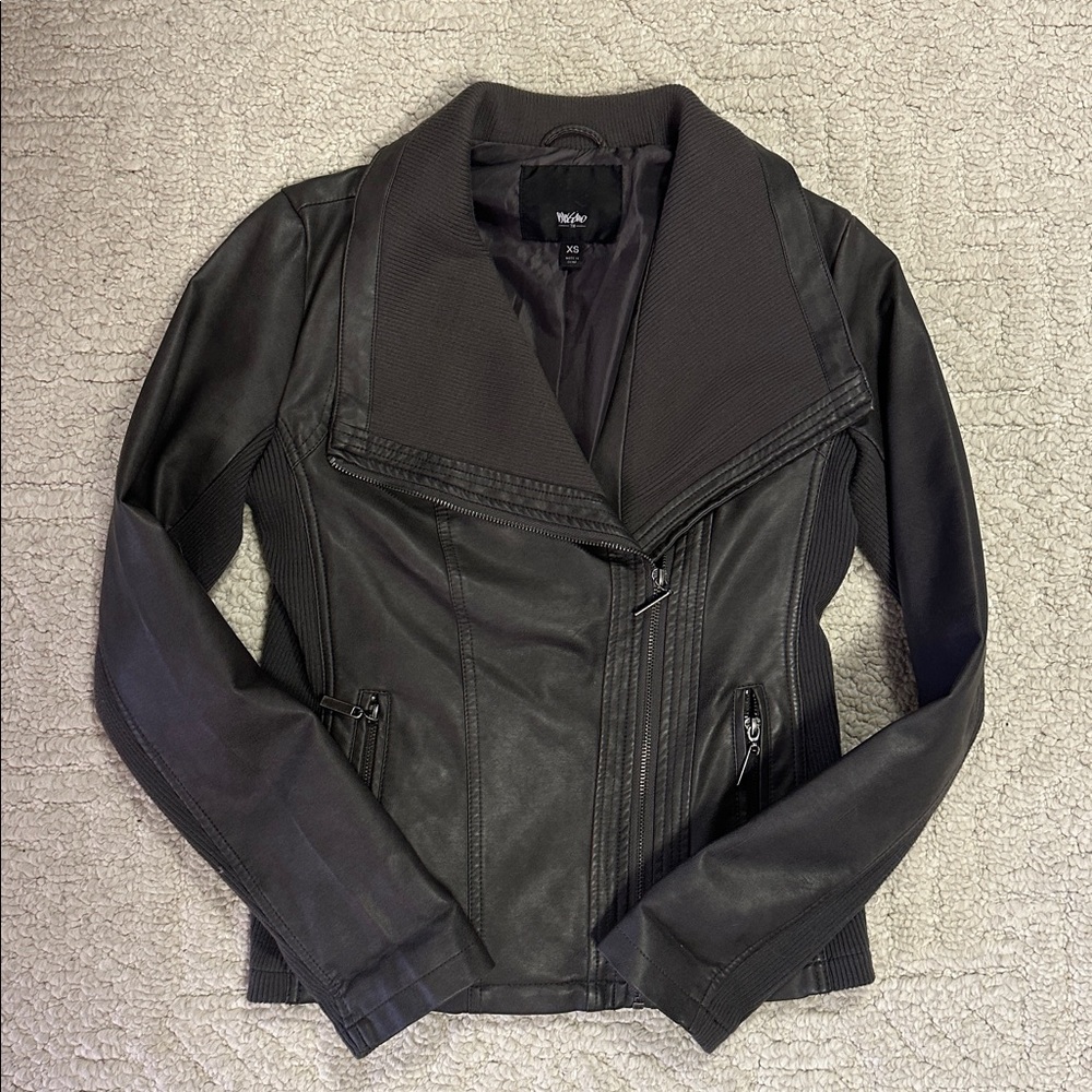 Mossimo Charcoal Gray Faux Leather Jacket Size XS